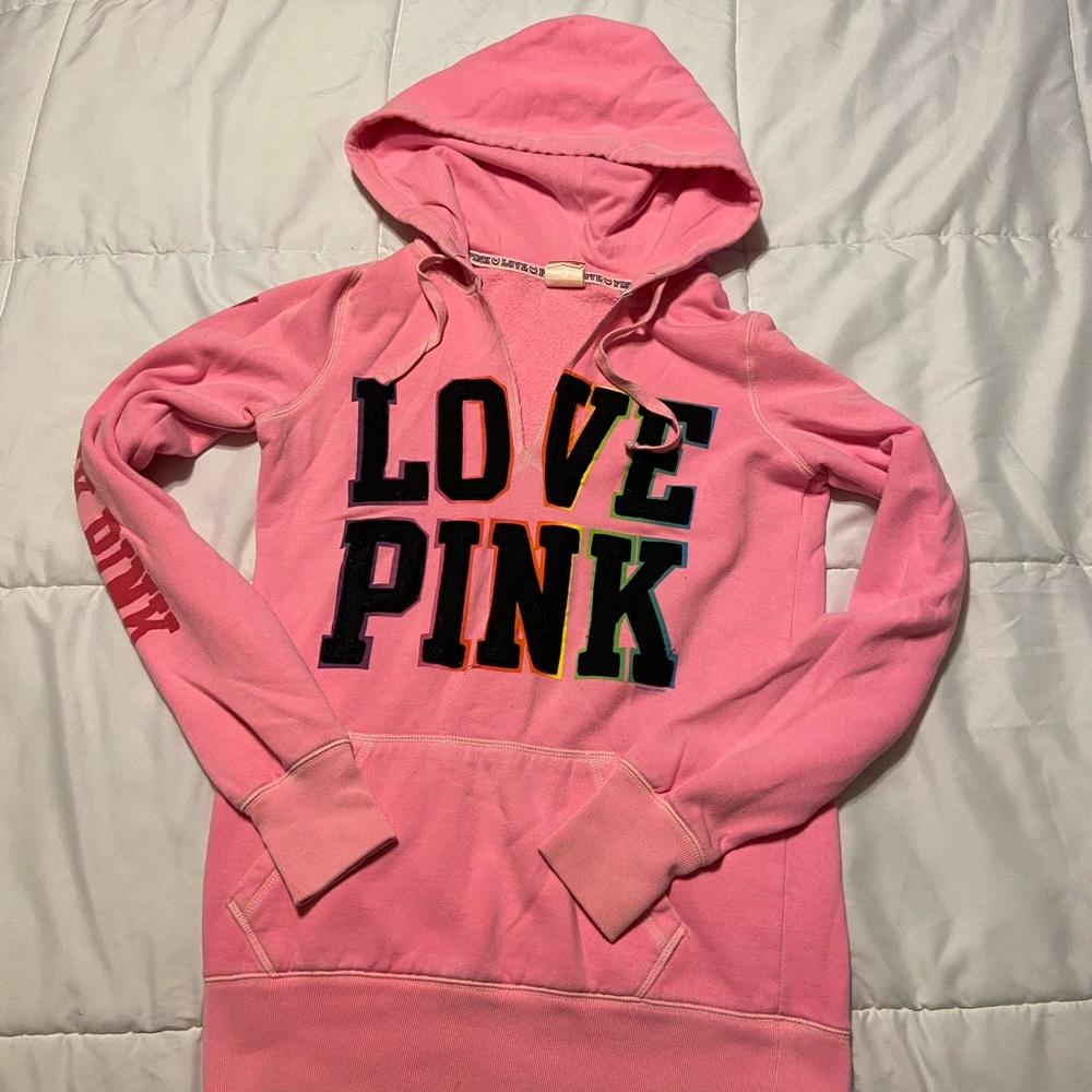 Pink V Neck Hoodie